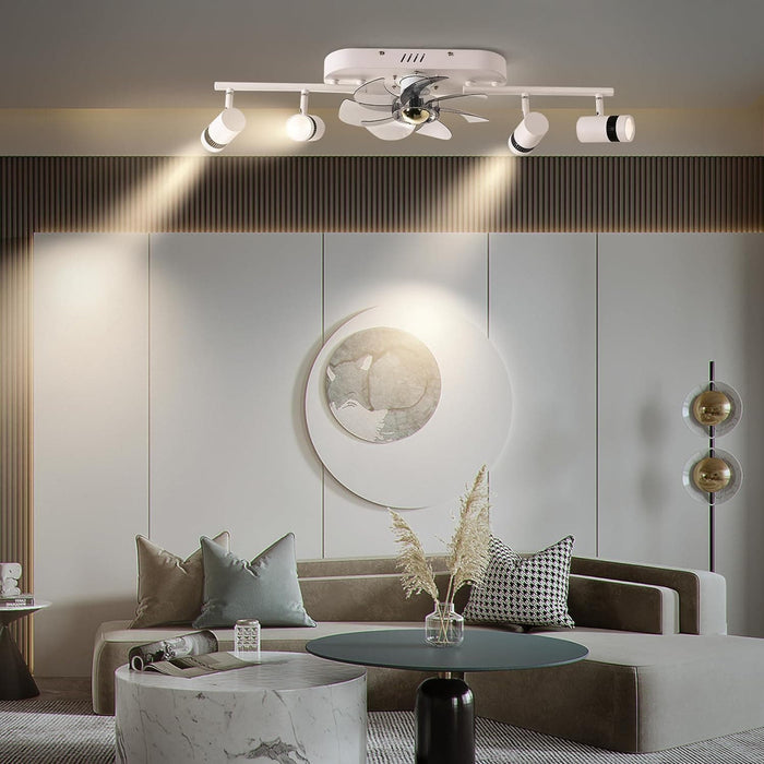 Ceiling Fan with Lights, White Ceiling Fan with LED Track Lighting, Ceiling Fan with Spotlights for Living Room Kitchen-7-ErisView