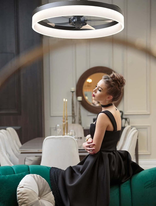 Ceiling Fan with Low Profile Light with Remote Control, Semi Flush Mount Ceiling Fans, Dimmable LED Ceiling Fan-2-ErisView
