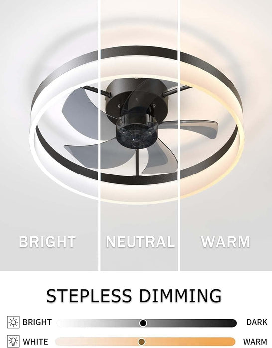 Ceiling Fan with Low Profile Light with Remote Control, Semi Flush Mount Ceiling Fans, Dimmable LED Ceiling Fan-4-ErisView