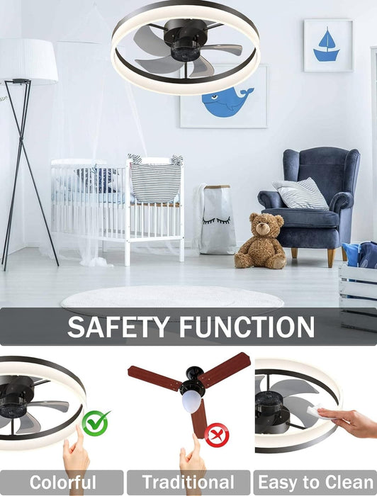 Ceiling Fan with Low Profile Light with Remote Control, Semi Flush Mount Ceiling Fans, Dimmable LED Ceiling Fan-6-ErisView
