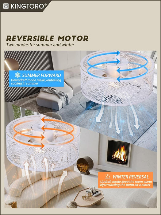 Ceiling Fans with Light and Remote, Modern Caged Noiseless Industrial Farmhouse Ceiling Fan for Bedroom Living Room Kitchen-4-ErisView