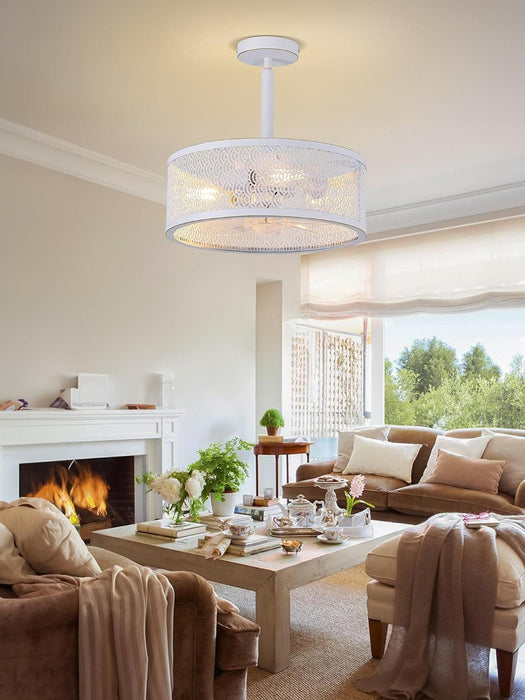 Ceiling Fans with Light and Remote, Modern Caged Noiseless Industrial Farmhouse Ceiling Fan for Bedroom Living Room Kitchen-8-ErisView