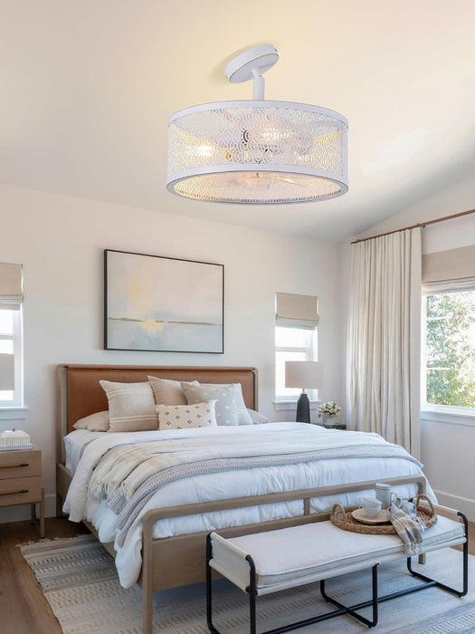 Ceiling Fans with Light and Remote, Modern Caged Noiseless Industrial Farmhouse Ceiling Fan for Bedroom Living Room Kitchen-9-ErisView