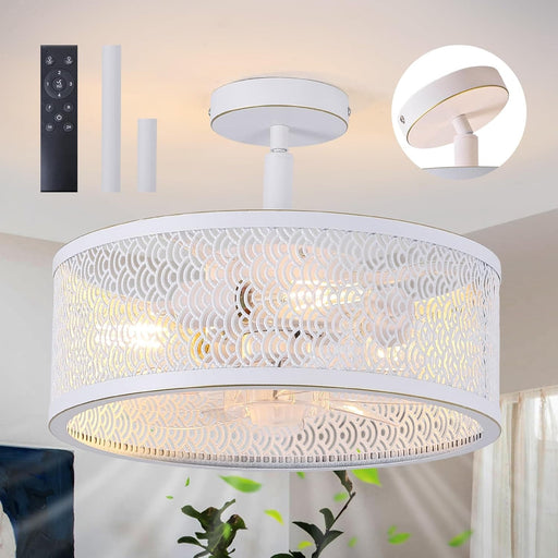 Ceiling Fans with Light and Remote, Modern Caged Noiseless Industrial Farmhouse Ceiling Fan for Bedroom Living Room Kitchen-1-ErisView