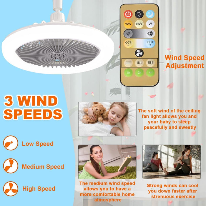 Ceiling Fans with Lights and Remote, Mini Enclosed Ceiling Fan Kids Room, Kitchen Bedroom, Low Profile Fan for Summer-3-ErisView