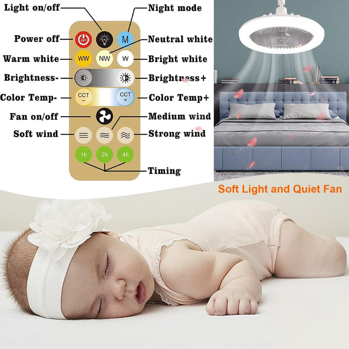 Ceiling Fans with Lights and Remote, Mini Enclosed Ceiling Fan Kids Room, Kitchen Bedroom, Low Profile Fan for Summer-4-ErisView