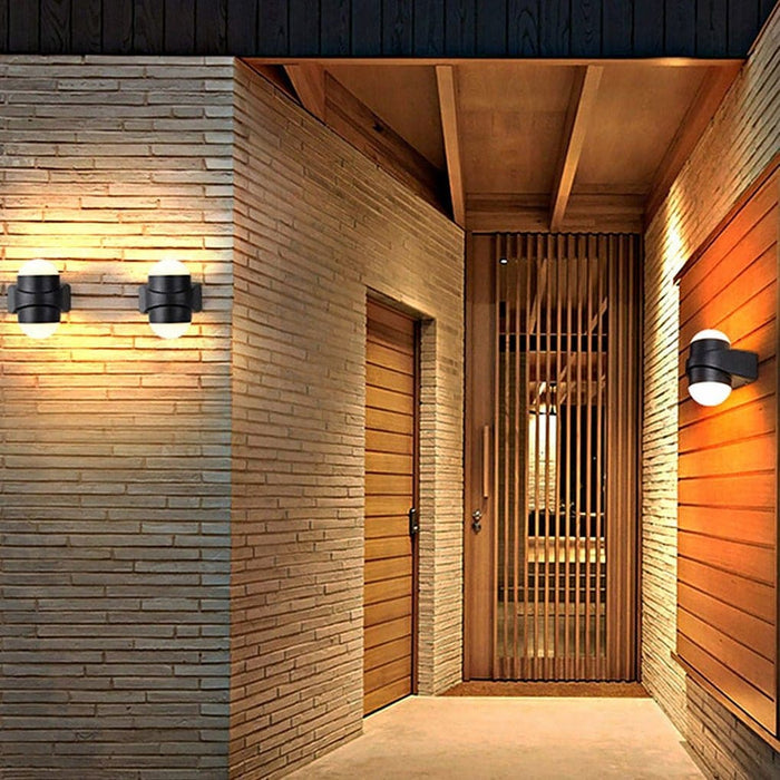 Chic Outdoor Wall Sconce with Textured Frosted Glass Lampshade, Waterproof Aluminum Alloy, Ideal for Home Decor, Balconies, and Aisles-ErisView-15