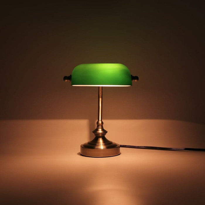 Classic Green Banker Lamp Desk Lamp with Bronze Finish, Vintage Reading Table Lamp for Home Office Nightstand Bedside Study Desk Library-ErisView