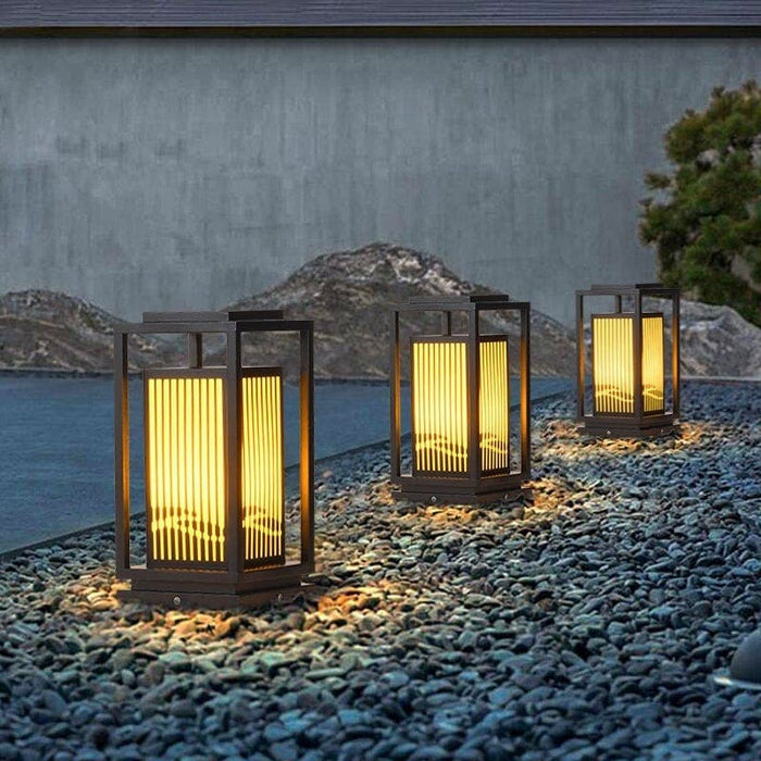Classic Retro Style Minimalist Landscape Lighting with Rectangular Metal Lamp Body and Exquisite Lampshade for Unique Outdoor Decoration-ErisView-15