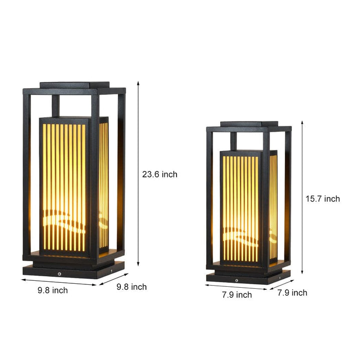 Classic Retro Style Minimalist Landscape Lighting with Rectangular Metal Lamp Body and Exquisite Lampshade for Unique Outdoor Decoration-ErisView-11