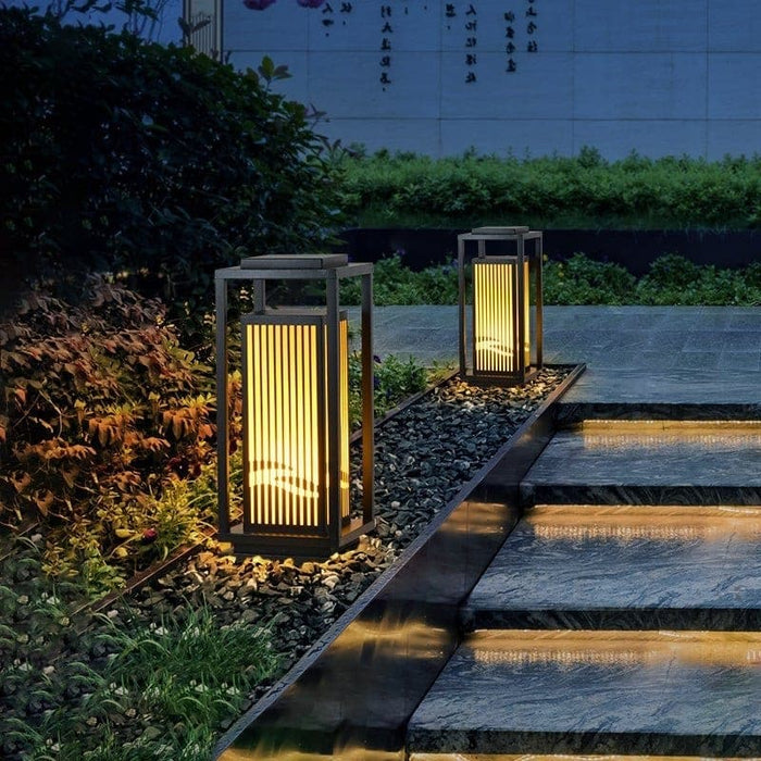 Classic Retro Style Minimalist Landscape Lighting with Rectangular Metal Lamp Body and Exquisite Lampshade for Unique Outdoor Decoration-ErisView-3