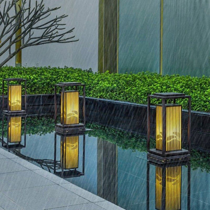 Classic Retro Style Minimalist Landscape Lighting with Rectangular Metal Lamp Body and Exquisite Lampshade for Unique Outdoor Decoration-ErisView-6