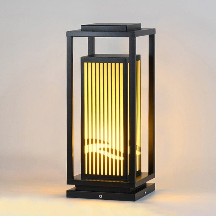 Classic Retro Style Minimalist Landscape Lighting with Rectangular Metal Lamp Body and Exquisite Lampshade for Unique Outdoor Decoration-ErisView-9