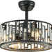 Crystal Caged Ceiling Fan Light, Modern Black Fandelier with Remote Control, Ceiling Fan without Blades for Dining Room Kitchen Living Room-1-ErisView