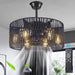 Crystal Caged Ceiling Fan with Light, Black Fandelier with Remote for Bedroom Living Room, Reversible Ceiling Fan without Blades-1-ErisView
