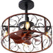 Crystal Ceiling Fan with Lights Caged, Small Industrial Style Ceiling Fans with Reversible Blades, Farmhouse Ceiling Fan for Kitchen Room-1-ErisView