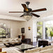 Crystal Ceiling Fandelier, Modern Outdoor Fan with Light and Remote, Quiet Retro Farmhouse Ceiling Fan with Light for Dining Room Living Room-7-ErisView