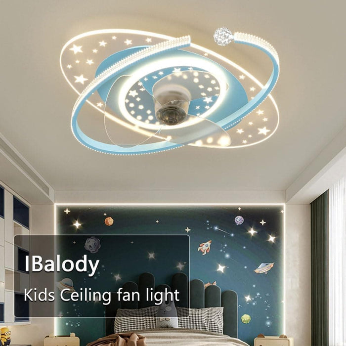 Cute Remote Control Ceiling Fan and Light, Dimmable LED Ceiling Lights Fan for Boys Bedroom Kids Room-3-ErisView