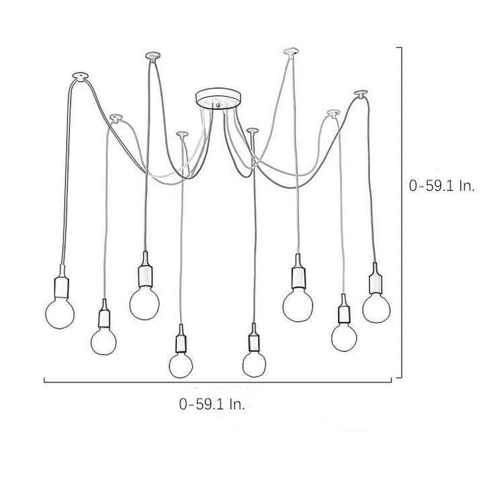 Cluster Spider Pendant Lighting 10-heads DIY Adjustable Ceiling Lights