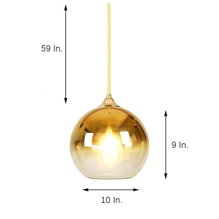 Gradient Color Glass Metal Globe Kitchen Island Pendant Lighting Ceiling Light