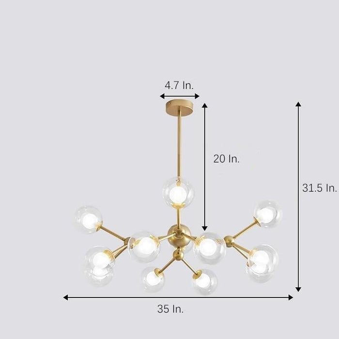 Radiant Beauty 12- Light Sputnik Semi Flush Fixture Chandelier