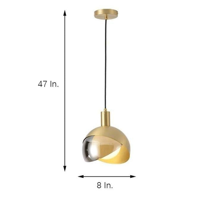 Semi Globe Metal Glass Pendant Light Shade Dual Colored Pendant Lighting