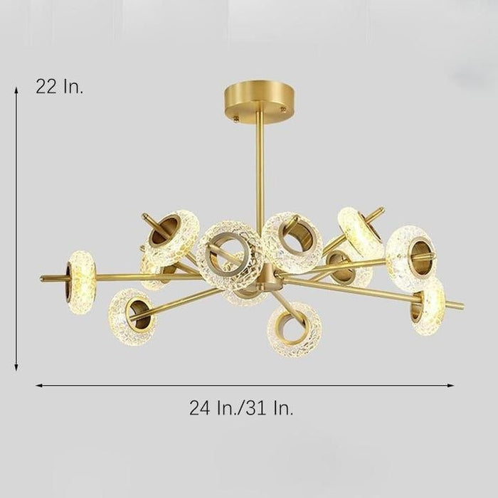 Electroplated Metal Crystal LED Gold Modern Chandeliers Ceiling Lights