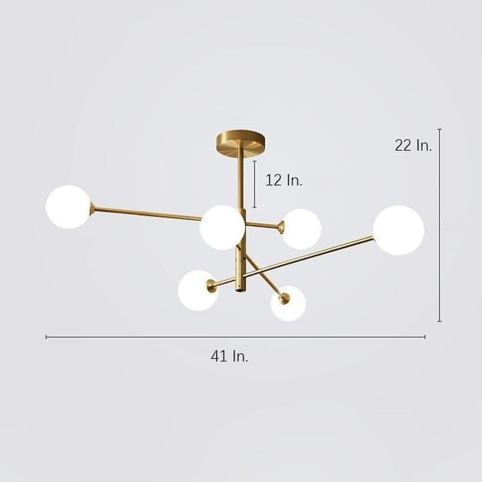 6-light LED Electroplated Glass Gold Modern Pendant Lighting Ceiling Lights