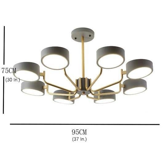 8-Light Tasking Chandelier - Fixed 24'' Height. 3000K-5400K