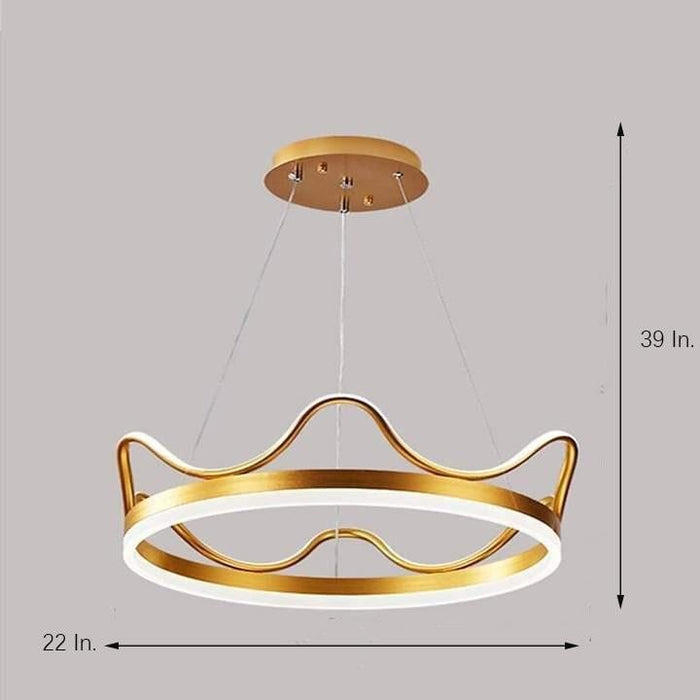 Dimmable Crown Chandelier Pendant  LED Aluminum Acrylic Living Room Ceiling Lights