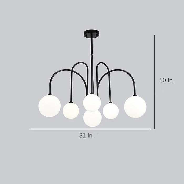Sputnik Multi-light White Ball Glass Shade Pendant Lights Gold/Black Curved Linear Chandelier