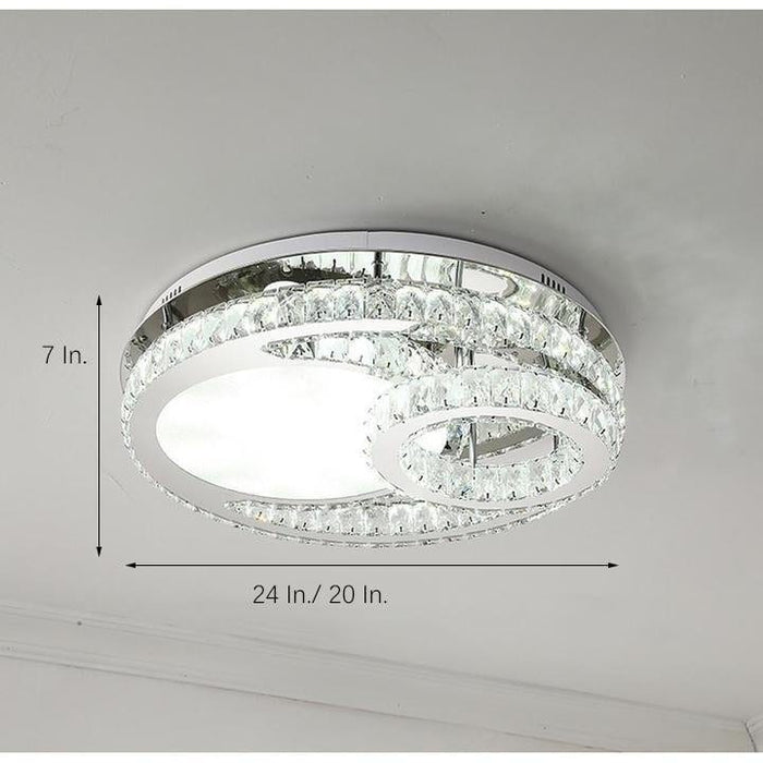 Overlapping Circles Crystal Stainless Steel Flush Mount LED Lights Bedroom Ceiling Lights