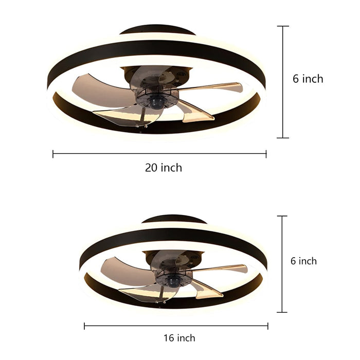 16'' Circular Dimmable LED Modern Ceiling Fan Light Chandelier with Fan