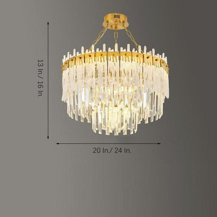Nordic Style Round Gold Crystal Chandelier: 16 cord. Gold. Neutral Light