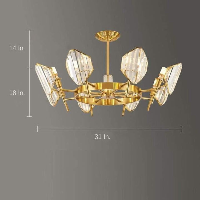 Brass Ring Frame Crystal Chandelier -  Gold Metal. Crystal Accents Pendant Lights