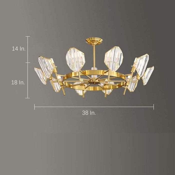 Brass Ring Frame Crystal Chandelier -  Gold Metal. Crystal Accents Pendant Lights