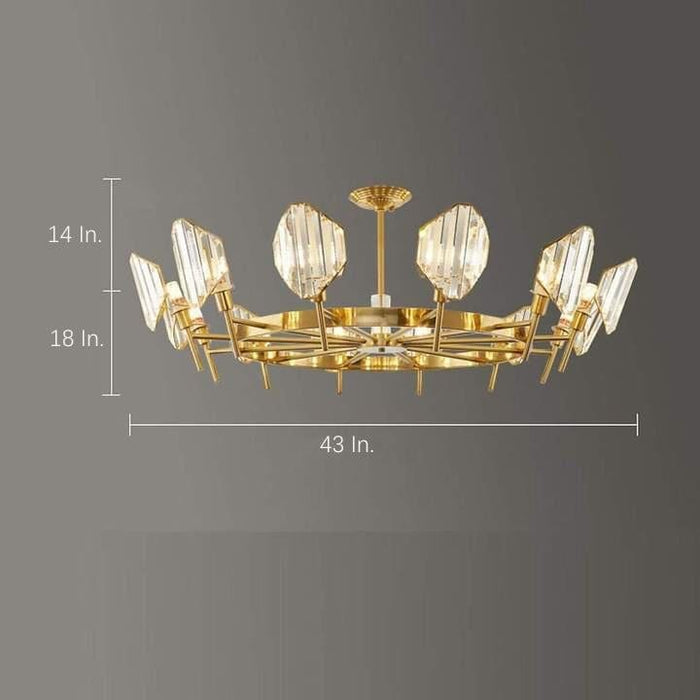 Brass Ring Frame Crystal Chandelier -  Gold Metal. Crystal Accents Pendant Lights
