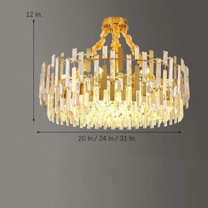 Queen Golden Crystal Chandelier - Modern Luxury. 9/12/17 Lights. Adjustable Height. 110-120V