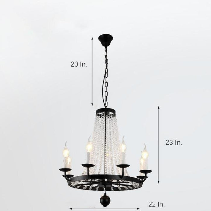 Empire Wagon Wheel Chandelier - 8/10/12 Candle Lights.  20'' Adjustable Chain. Crystal Accents