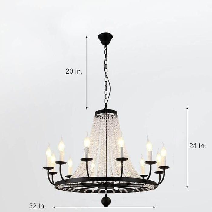 Empire Wagon Wheel Chandelier - 8/10/12 Candle Lights.  20'' Adjustable Chain. Crystal Accents