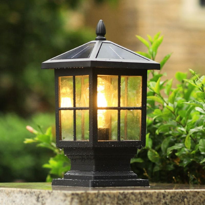 Traditional Square Waterproof LED Black Classic Solar Post Caps Lights