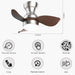 Deep Walnut Flush Mount Remote Control Ceiling Fan and Light, Reversible Ceiling Fan for Bedroom Living Room Office, Kitchen Ceiling Fans with Lights-3-ErisView