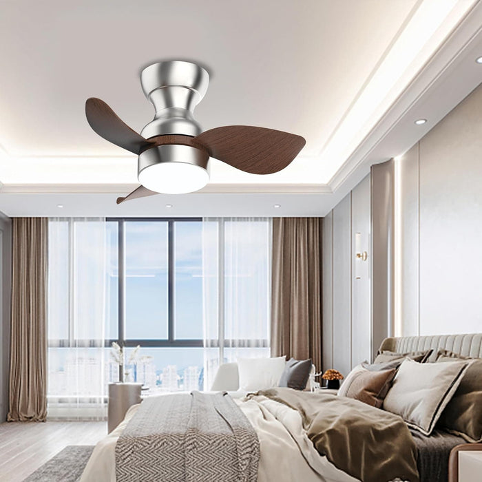Deep Walnut Flush Mount Remote Control Ceiling Fan and Light, Reversible Ceiling Fan for Bedroom Living Room Office, Kitchen Ceiling Fans with Lights-7-ErisView
