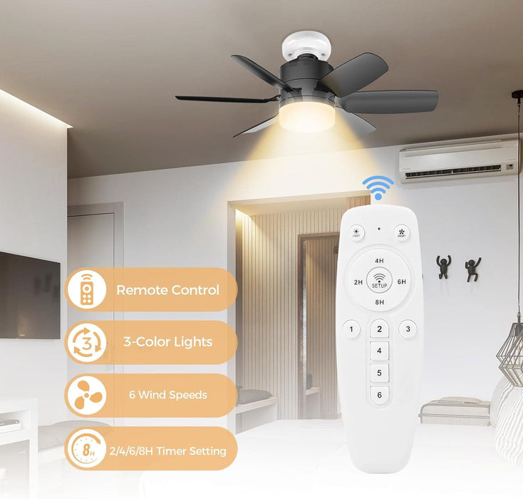 Dimmable Ceiling Fan with Lights and Remote Control, Screw In Socket Fan for Bedroom Living Room Kitchen-2-ErisView