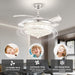 Dimmable Crystal Chandeliers Fan, LED Crystal Ceiling Fan with Light and Remote, Retractable Blade Fandeliers, Nickel Ceiling Fan-8-ErisView