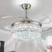 Dimmable Crystal Chandeliers Fan, LED Crystal Ceiling Fan with Light and Remote, Retractable Blade Fandeliers, Nickel Ceiling Fan-1-ErisView