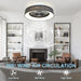Dimmable Low Profile Remote Control Ceiling Fan and Light, Black Modern Flush Mount Bladeless Enclosed Ceiling Fan for Bedroom Living Room-10-ErisView