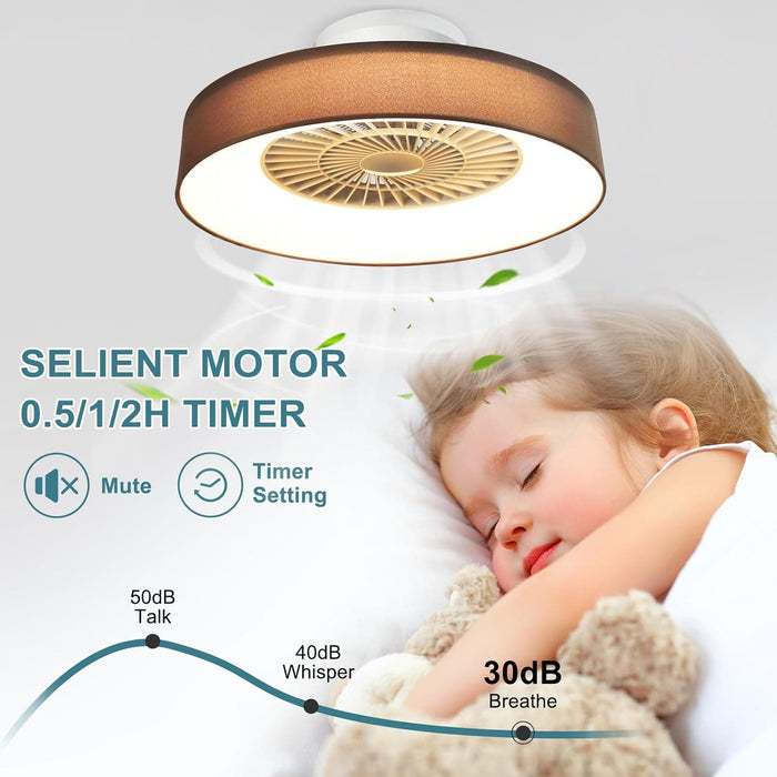 Dimmable Low Profile Remote Control Ceiling Fan and Light, Black Modern Flush Mount Bladeless Enclosed Ceiling Fan for Bedroom Living Room-28-ErisView