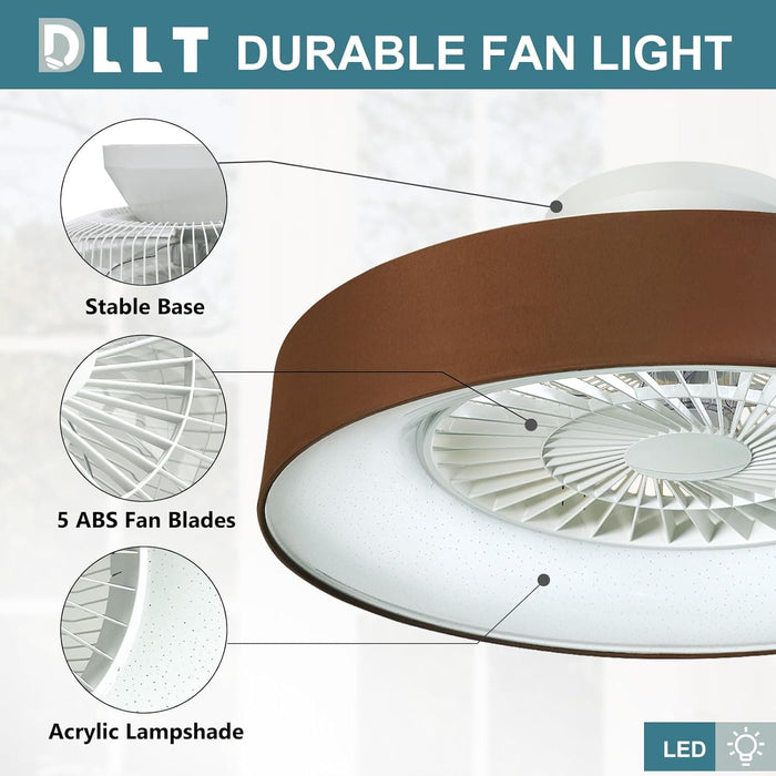 Dimmable Low Profile Remote Control Ceiling Fan and Light, Black Modern Flush Mount Bladeless Enclosed Ceiling Fan for Bedroom Living Room-30-ErisView