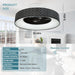 Dimmable Low Profile Remote Control Ceiling Fan and Light, Black Modern Flush Mount Bladeless Enclosed Ceiling Fan for Bedroom Living Room-6-ErisView